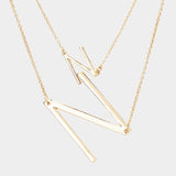 -N- Initial Monogram 2Row Strand Double Detachable Chain Necklace - Madeline Love - Flyclothing LLC