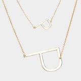 -P- Initial Monogram 2Row Strand Double Detachable Chain Necklace - Madeline Love - Flyclothing LLC