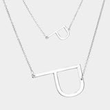 -P- Initial Monogram 2Row Strand Double Detachable Chain Necklace - Madeline Love - Flyclothing LLC