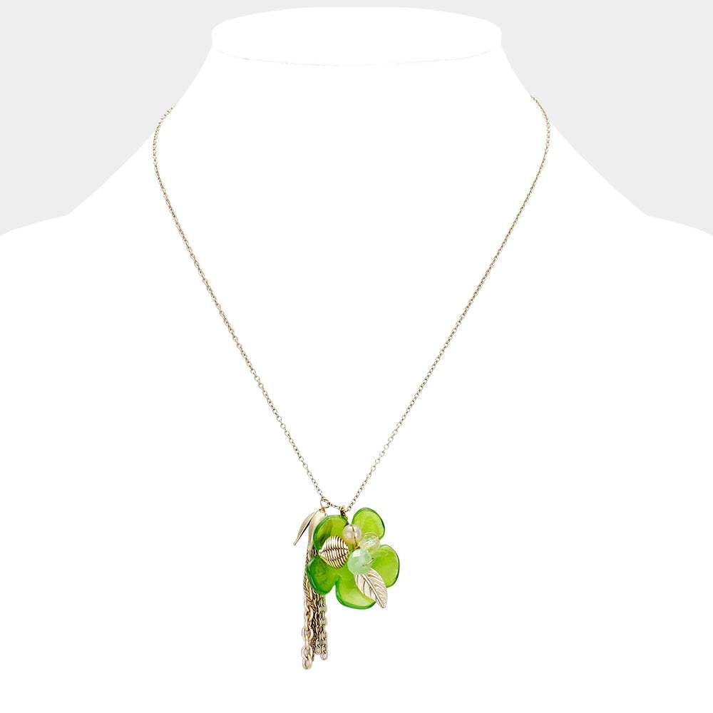 Bloom Flower Pendant Tassel Drop Necklace - Madeline Love - Flyclothing LLC