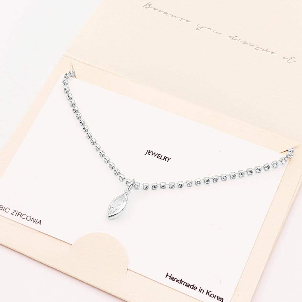Rhodium Plated CZ Marquise Pendant Necklace - Madeline Love - Flyclothing LLC