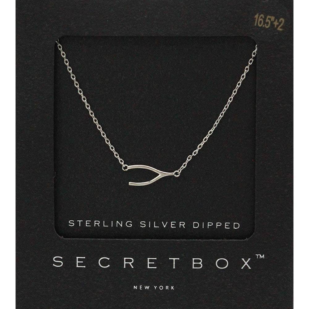 SECRET BOX_Sterling Silver Dipped Wishbone Pendant Necklace - Madeline Love - Flyclothing LLC