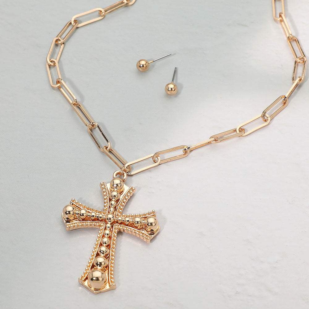 Cross Pendant Paperclip Chain Necklace - Madeline Love - Flyclothing LLC