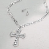 Cross Pendant Paperclip Chain Necklace - Madeline Love - Flyclothing LLC