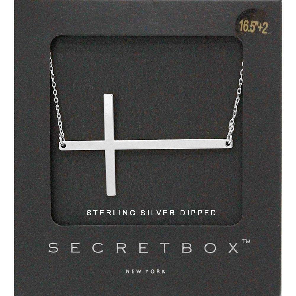 SECRET BOX_Sterling Silver Dipped Metal Cross Pendant Necklace - Madeline Love - Flyclothing LLC