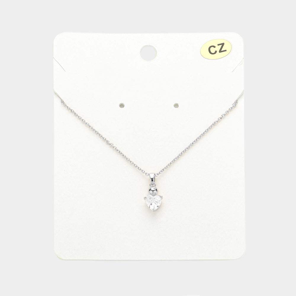 CZ Heart Stone Pendant Necklace - Madeline Love - Flyclothing LLC