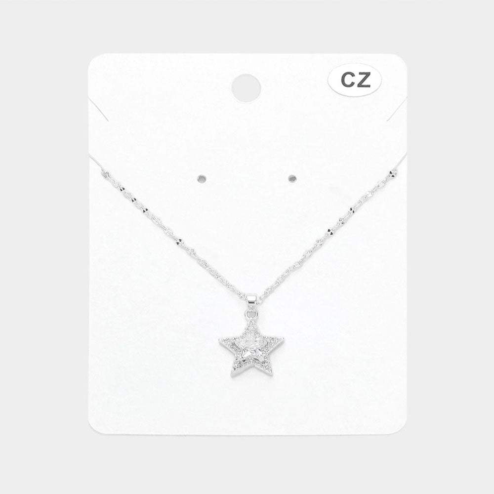 CZ Stone Paved Star Pendant Necklace - Madeline Love - Flyclothing LLC