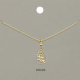 Cheers Message Champagne Bottle Brass Metal Pendant Necklace - Madeline Love - Flyclothing LLC
