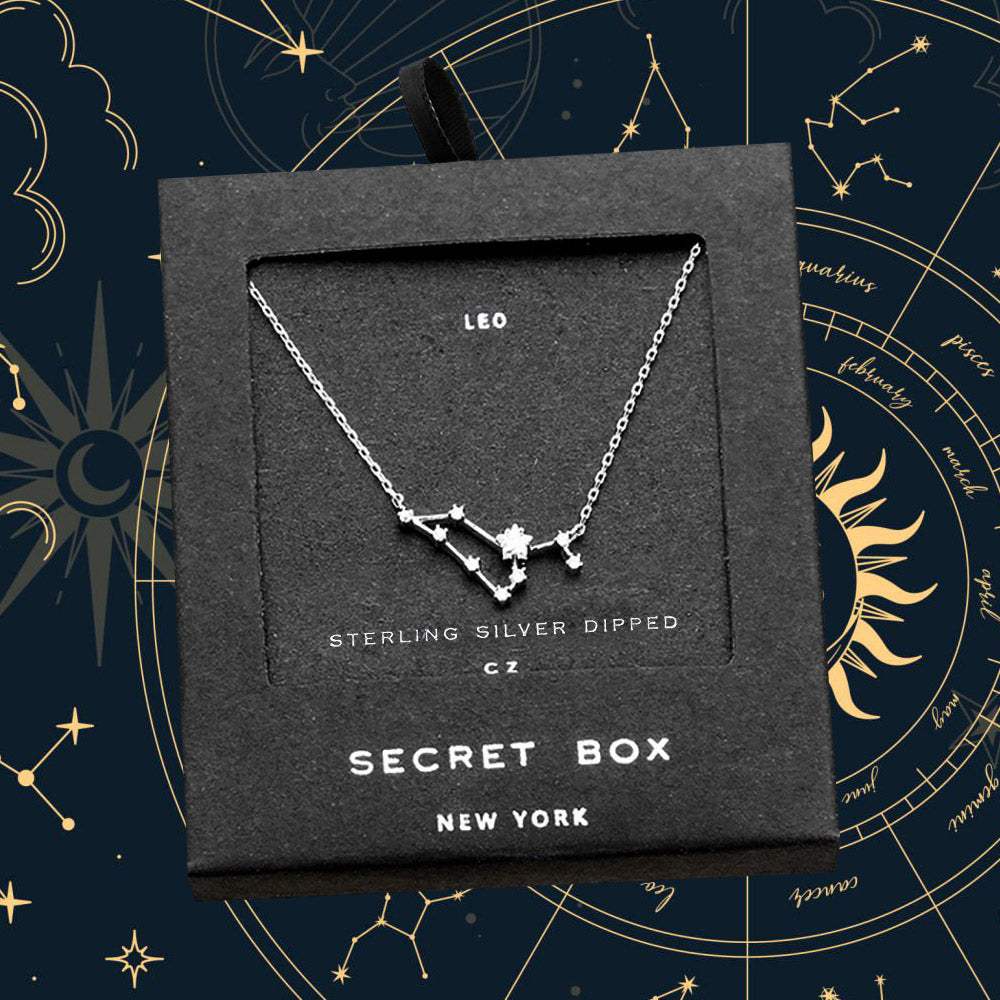 SECRET BOX_Sterling Silver Dipped CZ Leo Zodiac Sign Pendant Necklace - Madeline Love - Flyclothing LLC