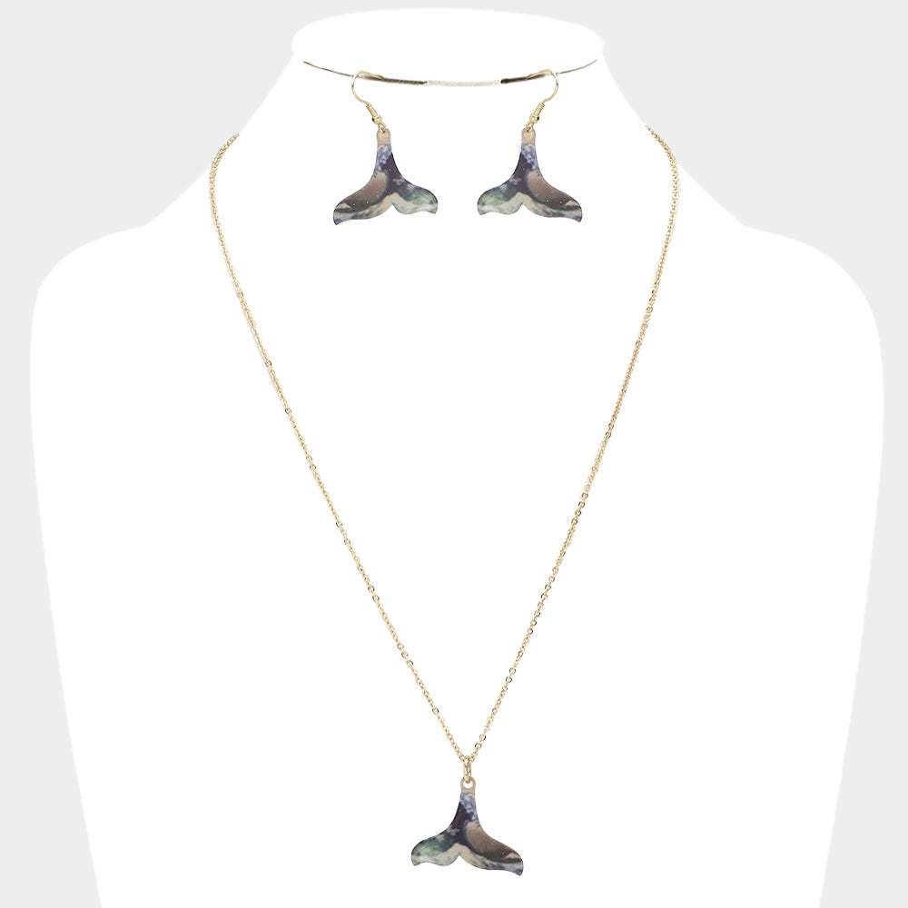 Patterned Whale Tail Pendant Necklace - Madeline Love - Flyclothing LLC