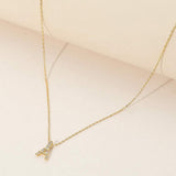 SECRET BOX_Brass Metal Stone Paved Eiffel Tower Pendant Necklace - Madeline Love - Flyclothing LLC