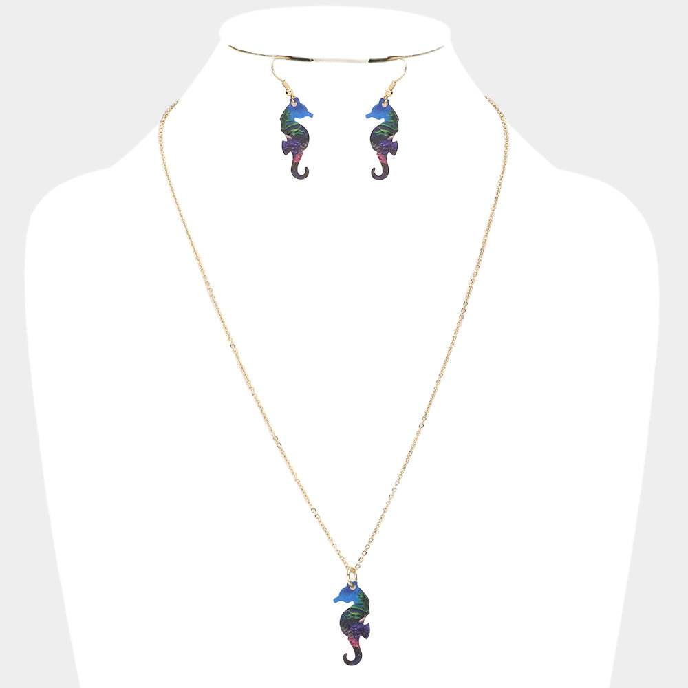 Patterned Seahorse Pendant Necklace - Madeline Love - Flyclothing LLC