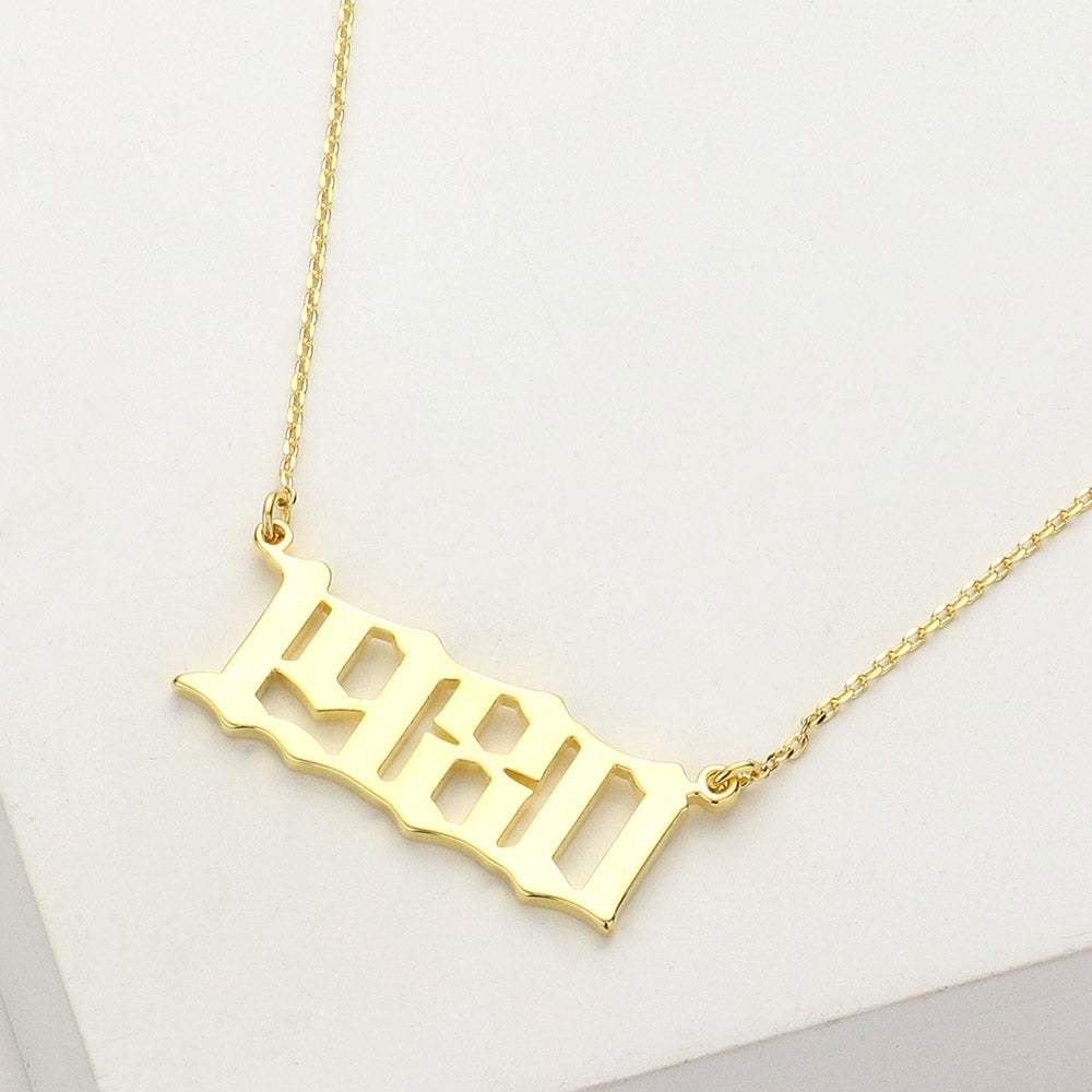 Gold Dipped 1980 Birth Year Plate Pendant Necklace - Madeline Love - Flyclothing LLC
