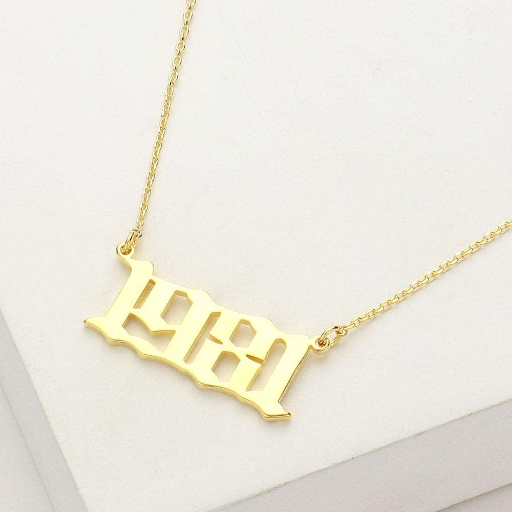 Gold Dipped 1981 Birth Year Plate Pendant Necklace - Madeline Love - Flyclothing LLC