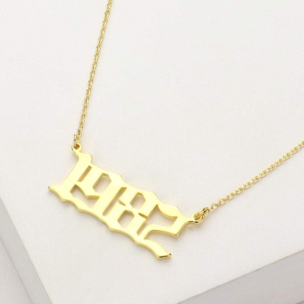Gold Dipped 1982 Birth Year Plate Pendant Necklace - Madeline Love - Flyclothing LLC