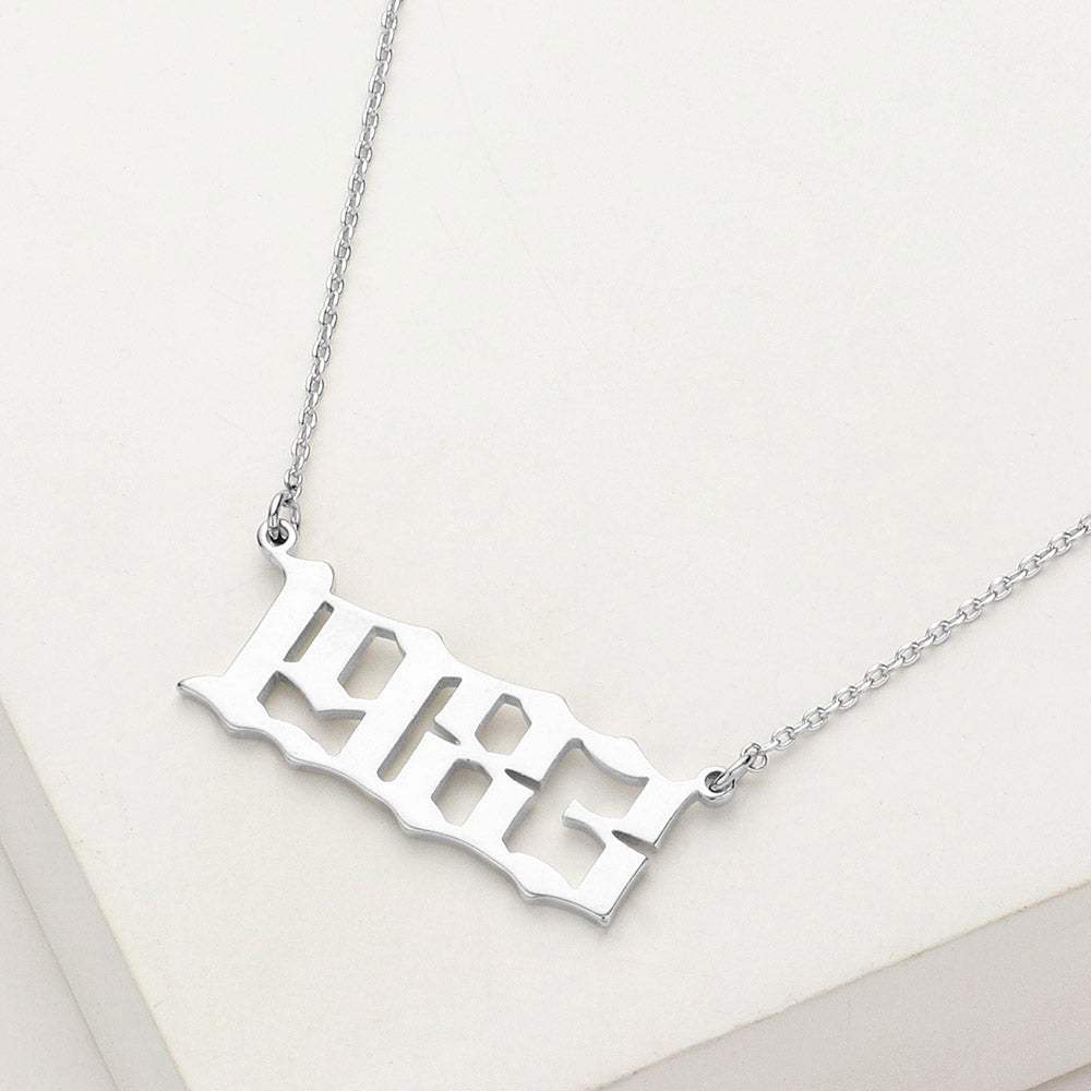 White Gold Dipped 1983 Birth Year Plate Pendant Necklace - Madeline Love - Flyclothing LLC