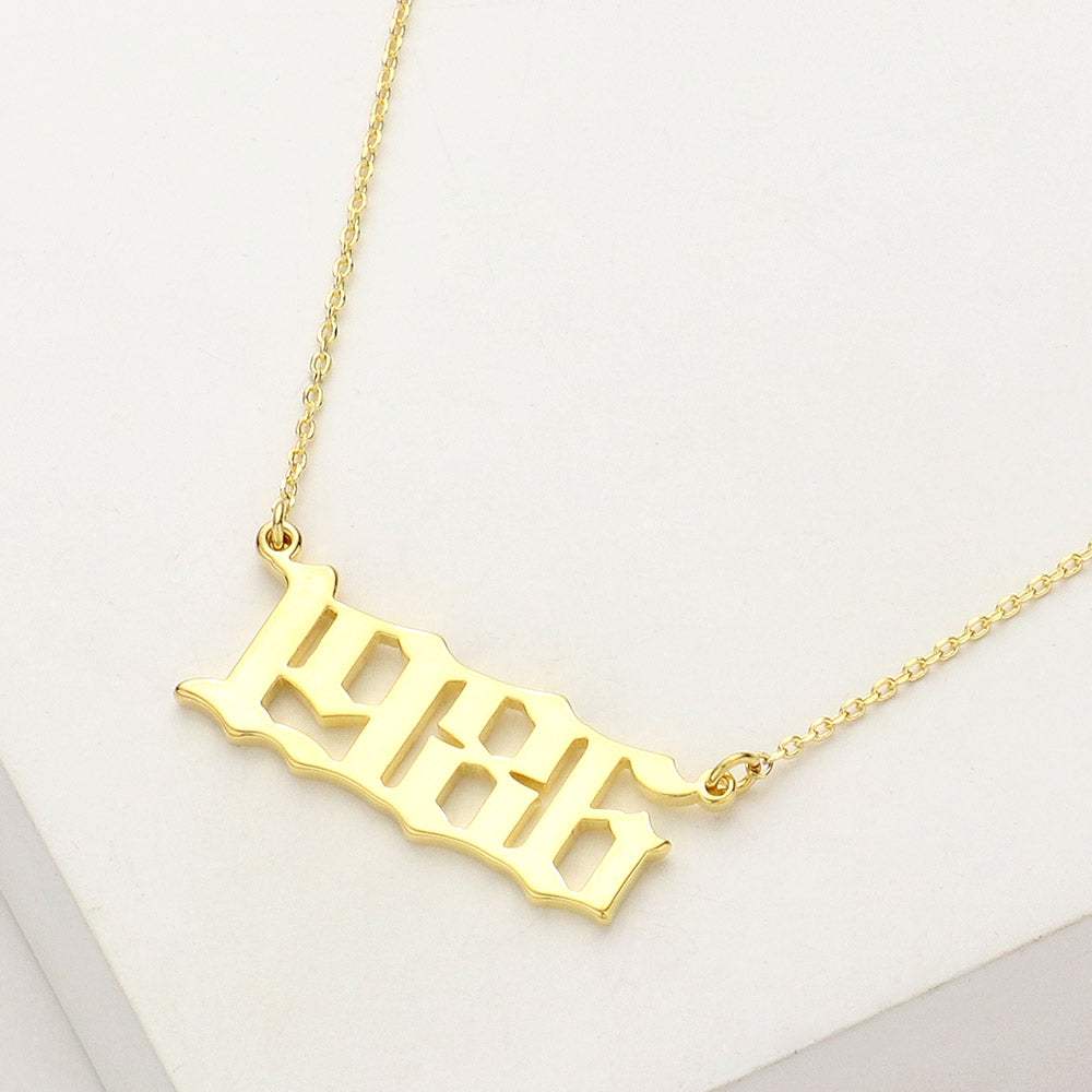 Gold Dipped 1986 Birth Year Plate Pendant Necklace - Madeline Love - Flyclothing LLC