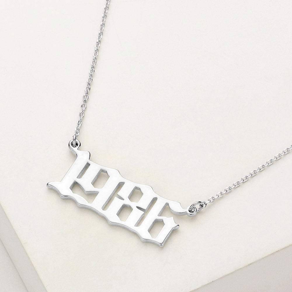 White Gold Dipped 1986 Birth Year Plate Pendant Necklace - Madeline Love - Flyclothing LLC
