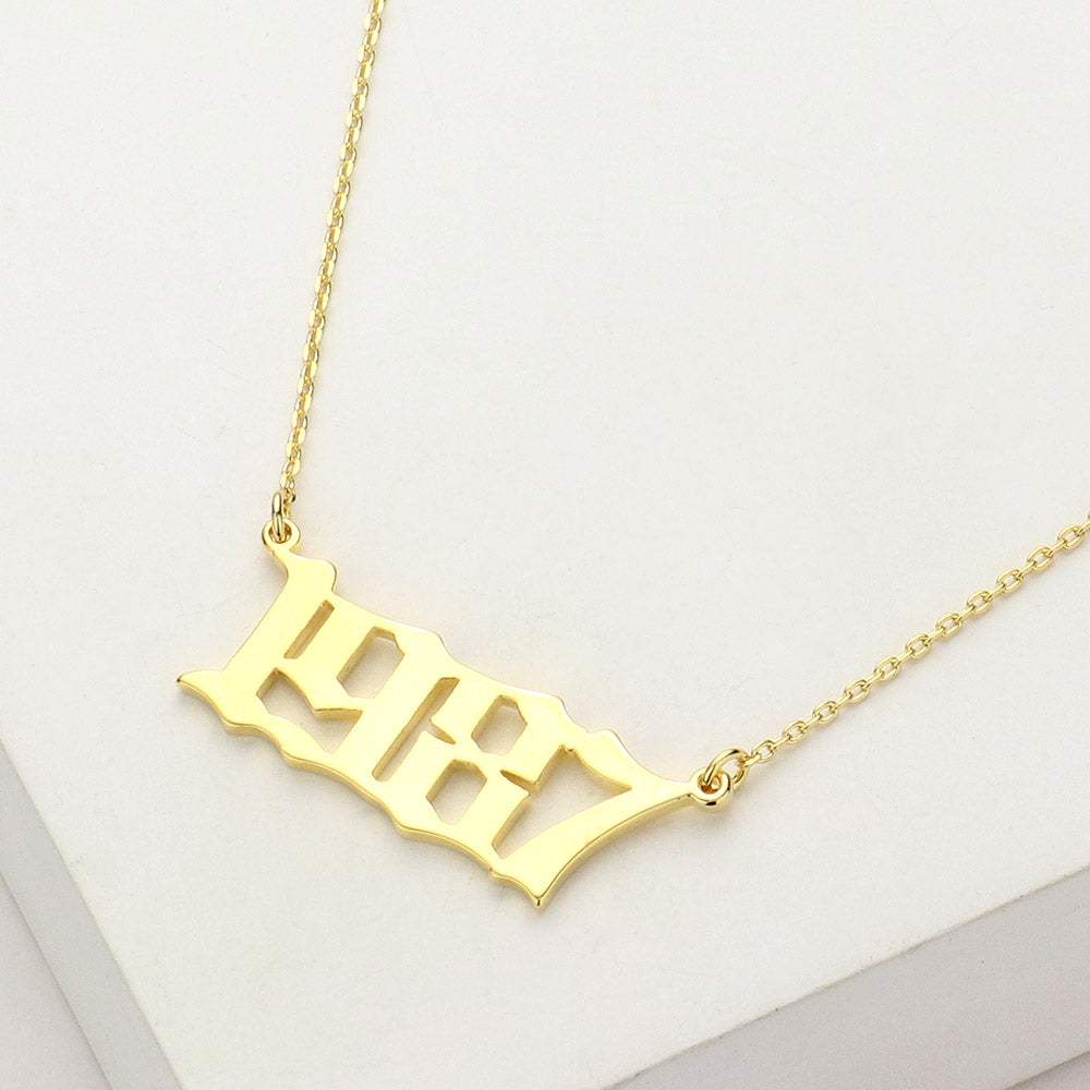 Gold Dipped 1987 Birth Year Plate Pendant Necklace - Madeline Love - Flyclothing LLC
