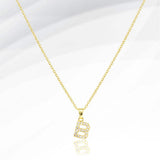-B- Stainless Steel CZ Stone Paved Initial Monogram Pendant Necklace - Madeline Love - Flyclothing LLC