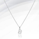 -B- Stainless Steel CZ Stone Paved Initial Monogram Pendant Necklace - Madeline Love - Flyclothing LLC