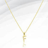 -F- Stainless Steel CZ Stone Paved Initial Monogram Pendant Necklace - Madeline Love - Flyclothing LLC