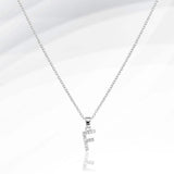 -F- Stainless Steel CZ Stone Paved Initial Monogram Pendant Necklace - Madeline Love - Flyclothing LLC