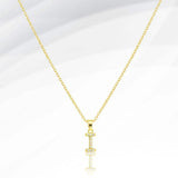 -I- Stainless Steel CZ Stone Paved Initial Monogram Pendant Necklace - Madeline Love - Flyclothing LLC