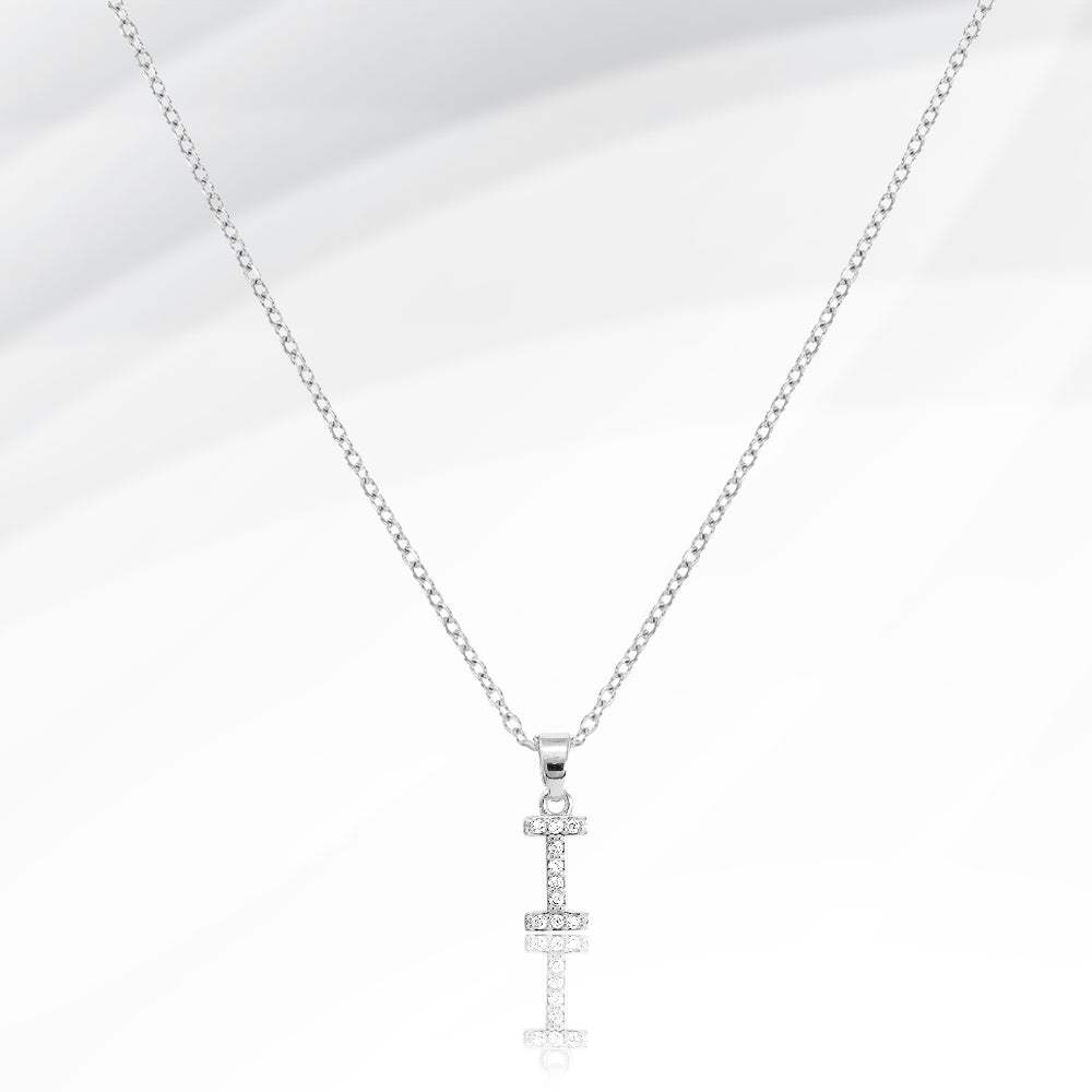 -I- Stainless Steel CZ Stone Paved Initial Monogram Pendant Necklace - Madeline Love - Flyclothing LLC
