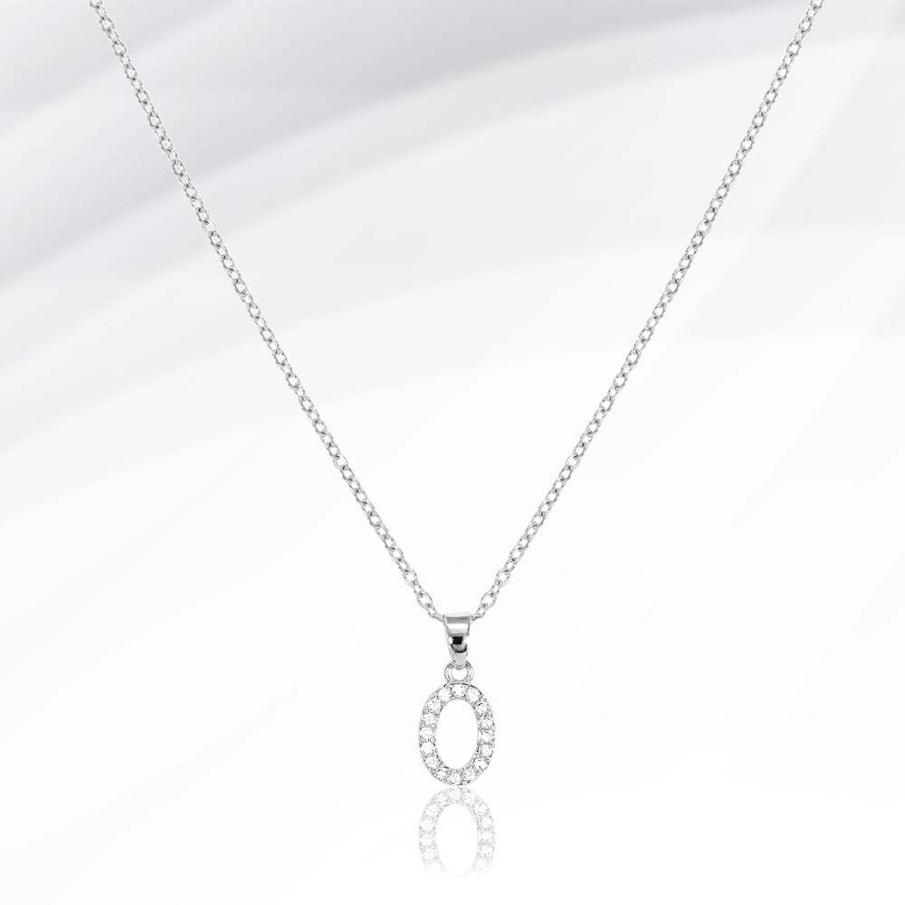-O- Stainless Steel CZ Stone Paved Initial Monogram Pendant Necklace - Madeline Love - Flyclothing LLC