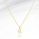 -R- Stainless Steel CZ Stone Paved Initial Monogram Pendant Necklace - Madeline Love - Flyclothing LLC