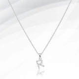 -R- Stainless Steel CZ Stone Paved Initial Monogram Pendant Necklace - Madeline Love - Flyclothing LLC