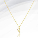 -V- Stainless Steel CZ Stone Paved Initial Monogram Pendant Necklace - Madeline Love - Flyclothing LLC