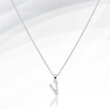 -V- Stainless Steel CZ Stone Paved Initial Monogram Pendant Necklace - Madeline Love - Flyclothing LLC