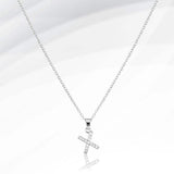 -X- Stainless Steel CZ Stone Paved Initial Monogram Pendant Necklace - Madeline Love - Flyclothing LLC