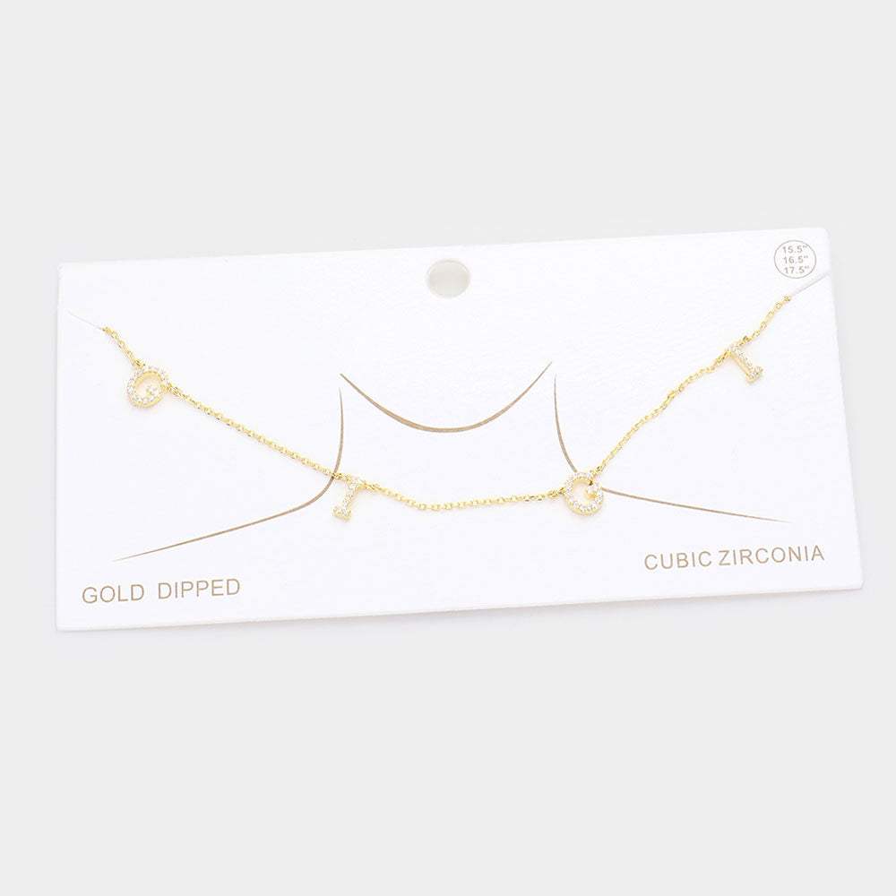 Gold Dipped CZ GIGI Message Pendant Necklace - Madeline Love - Flyclothing LLC