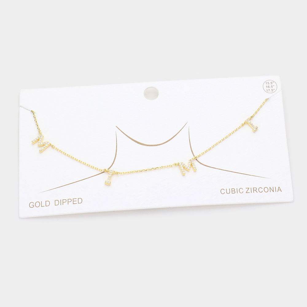 Gold Dipped CZ MIMI Message Pendant Necklace - Madeline Love - Flyclothing LLC