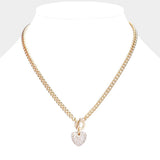 Crystal Rhinestone Pave Heart Pendant Toggle Necklace - Madeline Love - Flyclothing LLC