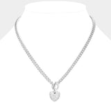 Crystal Rhinestone Pave Heart Pendant Toggle Necklace - Madeline Love - Flyclothing LLC
