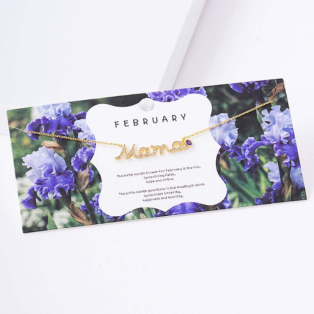February Birthstone MAMA Message Pendant Necklace - Madeline Love - Flyclothing LLC