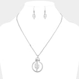 Cactus Metal Open Circle Pendant Necklace - Madeline Love - Flyclothing LLC