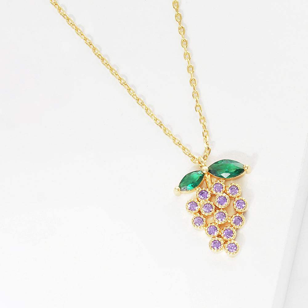Gold Dipped CZ Grape Pendant Necklace - Madeline Love - Flyclothing LLC