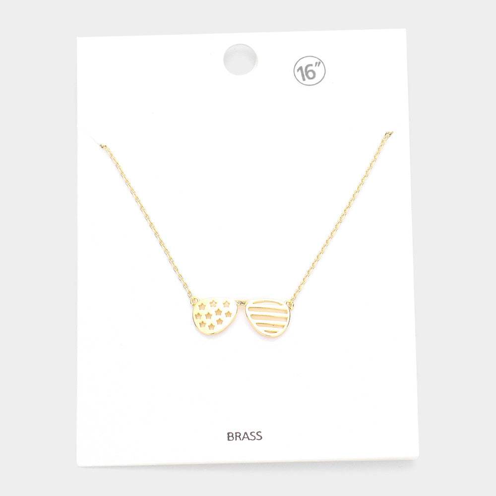 Brass Metal Sunglasses Pendant Necklace - Madeline Love - Flyclothing LLC