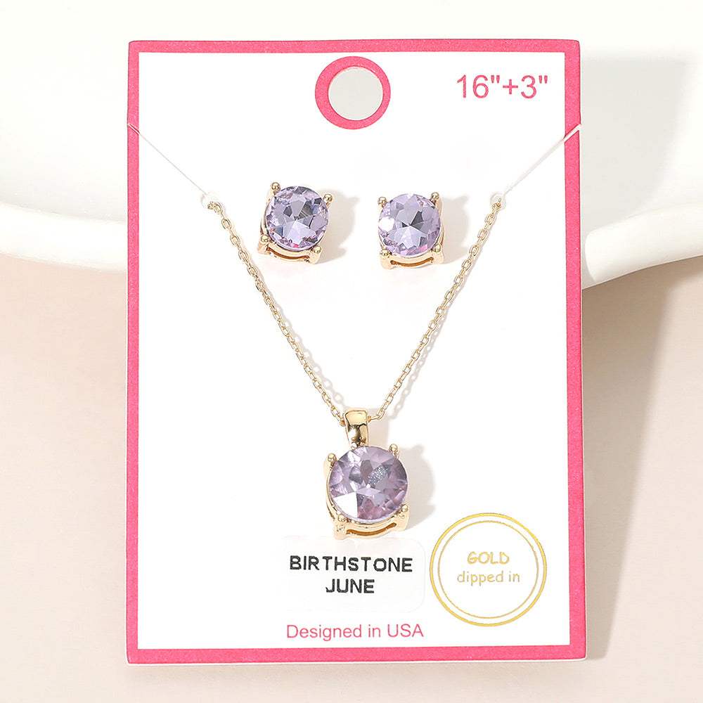 JUNE - Gold Dipped Birthstone Pendant Necklace - Madeline Love - Flyclothing LLC
