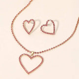 Gold Dipped Rhinestone Pave Open Heart Pendant Necklace - Madeline Love - Flyclothing LLC