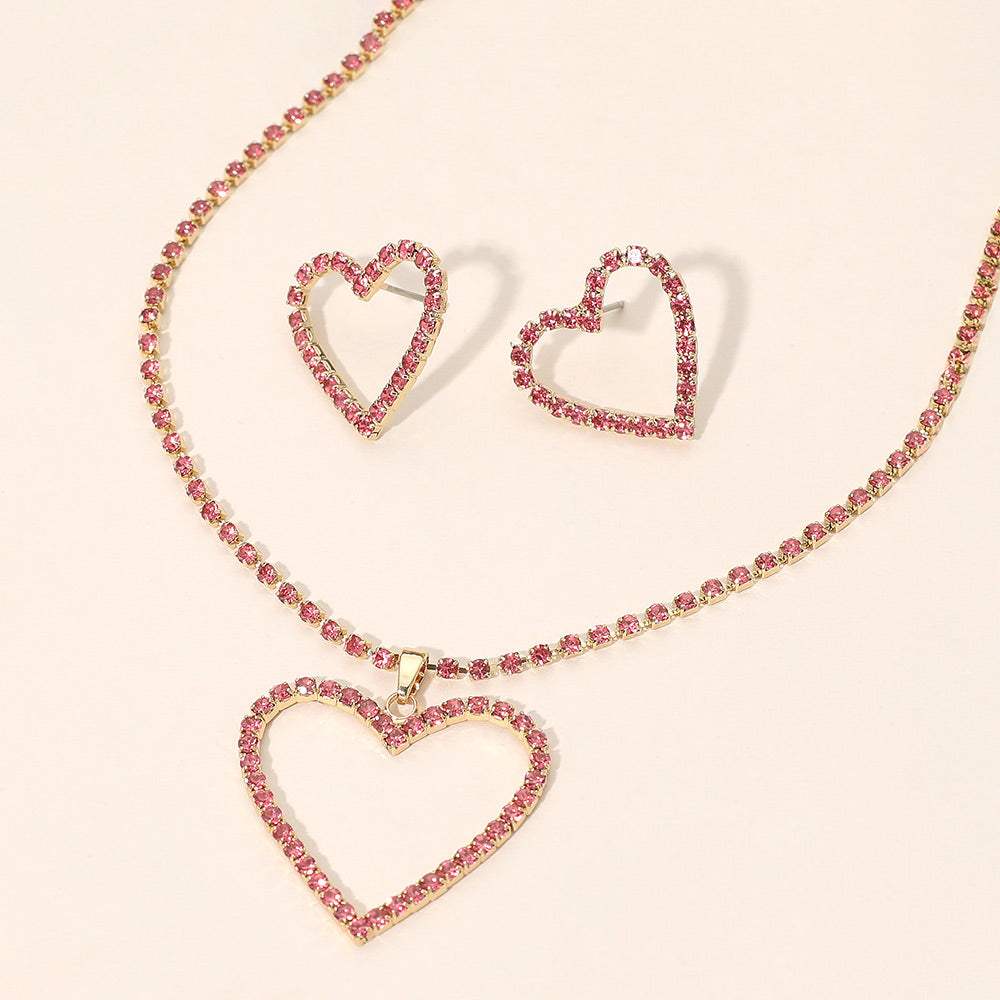 Gold Dipped Rhinestone Pave Open Heart Pendant Necklace - Madeline Love - Flyclothing LLC