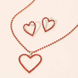 Gold Dipped Rhinestone Pave Open Heart Pendant Necklace - Madeline Love - Flyclothing LLC