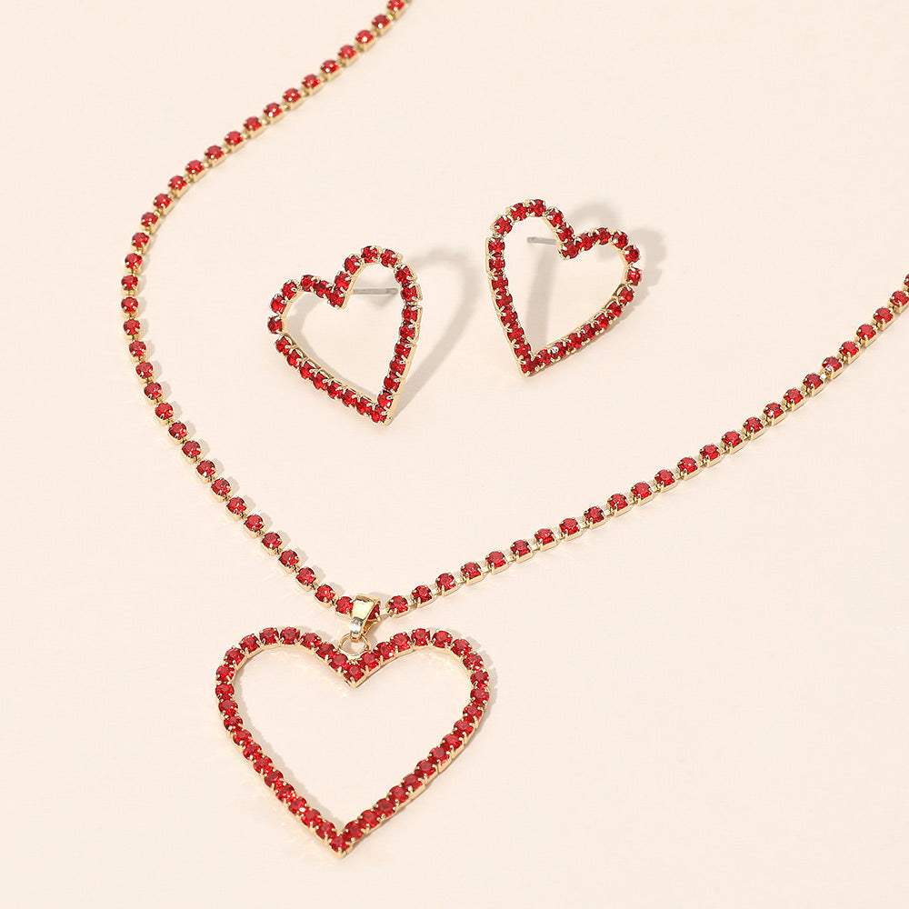 Gold Dipped Rhinestone Pave Open Heart Pendant Necklace - Madeline Love - Flyclothing LLC