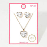 Gold Dipped Heart Stone Cluster Pendant Necklace - Madeline Love - Flyclothing LLC