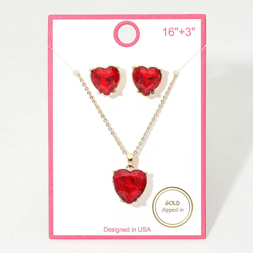 Gold Dipped Heart Stone Cluster Pendant Necklace - Madeline Love - Flyclothing LLC